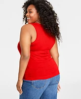 On 34th Plus Solid Ribbed Tank Top, Created for Macy's