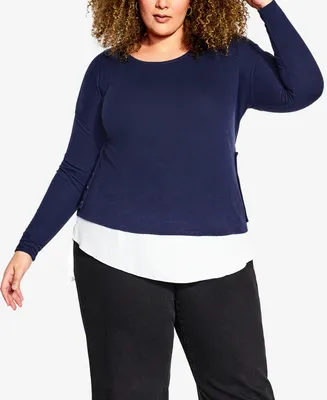 Avenue Plus Size Dakota Duet Scoop Neck Top