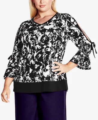 Avenue Plus Size Lara Layered Print Top