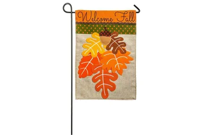 Evergreen Fall Leaves Garden Burlap Flag 12.5 x 18 Inches Indoor Outdoor Decor