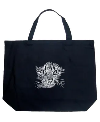 Cat Face - Large Word Art Tote Bag