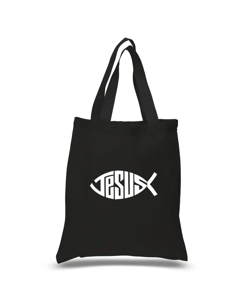 La Pop Art Jesus Fish - Small Word Art Tote Bag