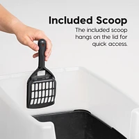 Iris Cat Litter Box with Shield and Scoop, Black