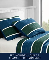 Nautica Knots Cove Cotton Reversible 3 Piece Quilt Set, Full/Queen