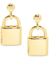 Padlock Inspired Polished Drop Earrings in 10k Gold