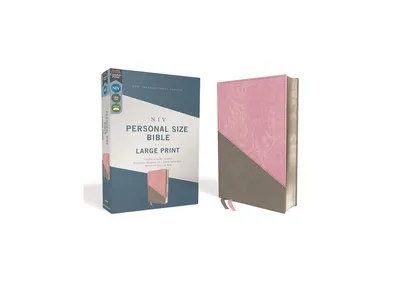 Niv, Personal Size Bible, Large Print, Leathersoft, Pink, Gray, Red Letter, Comfort Print by Zondervan