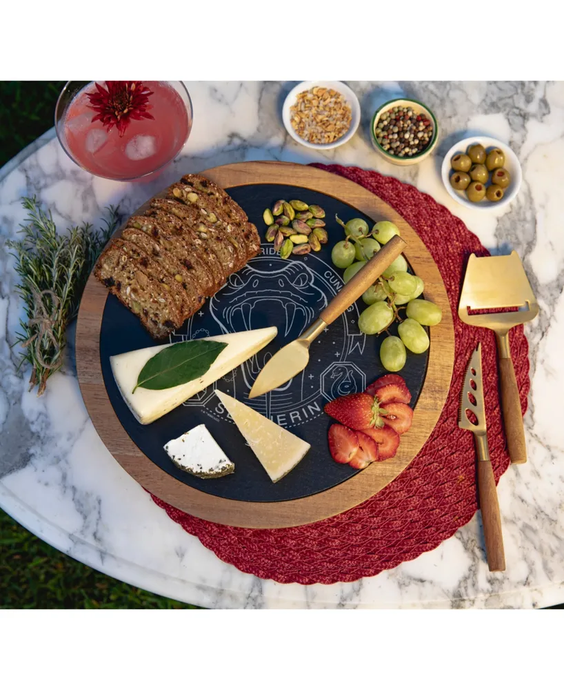 Harry Potter Slytherin Insignia Acacia and Slate Charcuterie Board with Cheese Tools