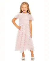 Mac Duggal Little Girls Ruffle Tiered Short Sleeve A Line Dress