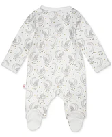 Easy = Magnetic Close Baby Boys or Girls Elephant-Print Footed Coverall