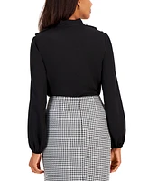 Kasper Petite Ruffled Tie-Neck Blouse