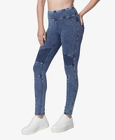 Andrew Marc Sport Women's Faux Denim Moto Leggings