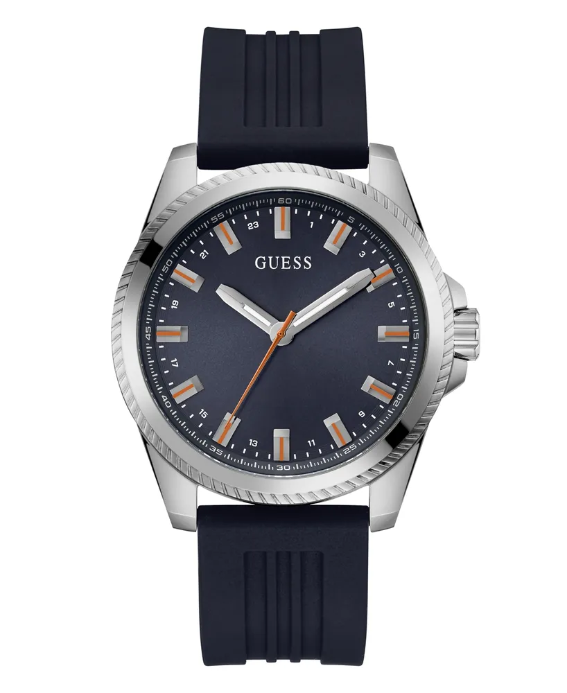 Guess Men's Analog Navy Silicone Watch 44mm