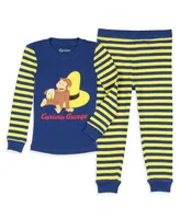 Curious George Toddler Boys Tight Fit Character Banana Striped Sleep Pajama Set