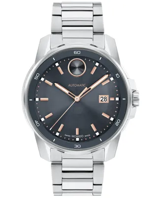 Movado Men's Bold Verso Swiss Automatic Silver Tone Stainless Steel Watch 43mm - Silver