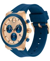 Movado Men's Bold Fusion Swiss Quartz Chrono Blue Silicone Watch 44mm