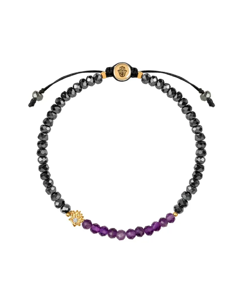 Karma and Luck Blessed Equilibrium - Amethyst Lotus Hematite Health Bracelet