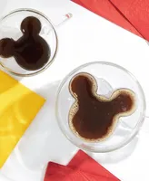 JoyJolt Disney Mickey Mouse 3D Double Walled Glass Mugs, Set of 2