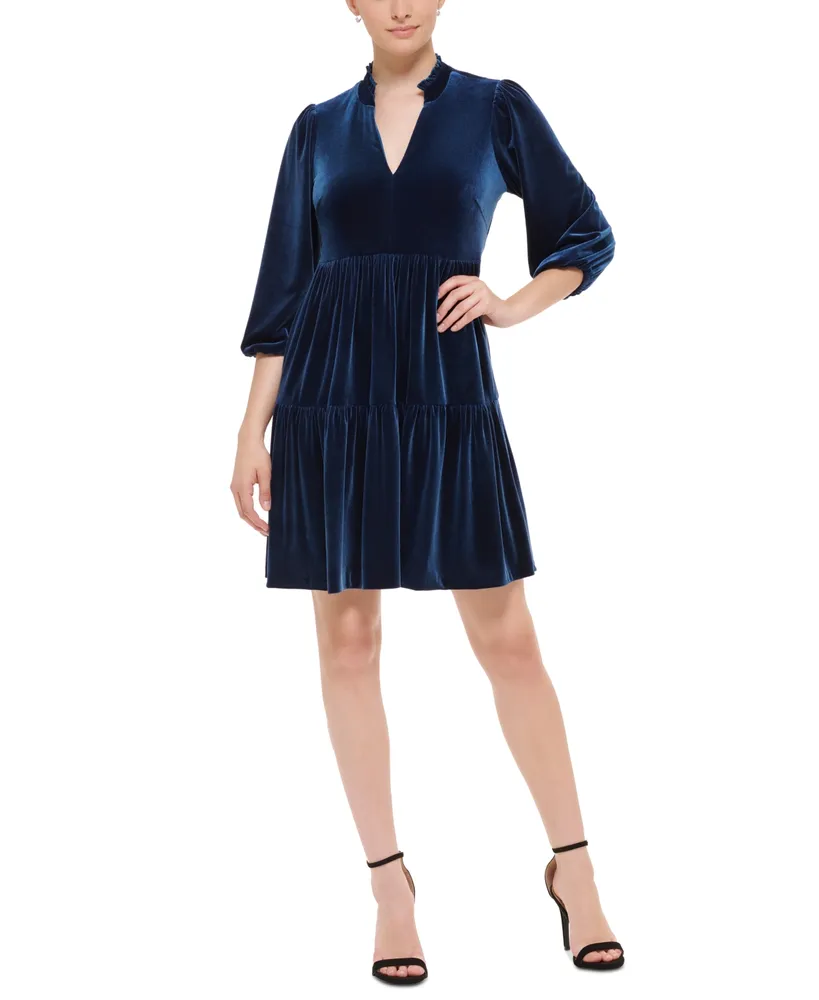 Vince Camuto Women's Velvet Puff-Sleeve Tiered Dress | CoolSprings Galleria