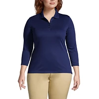 Lands' End Plus Supima Cotton 3/4 Sleeve Polo Shirt