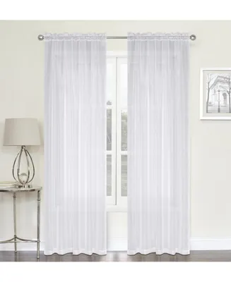 Kate Aurora Montauk Accents Ultra Lux 2 Piece Rod Pocket White Sheer Voile Window Curtain Panels