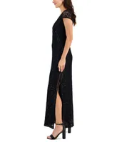 Connected Women's Sequined-Lace Maxi Dress