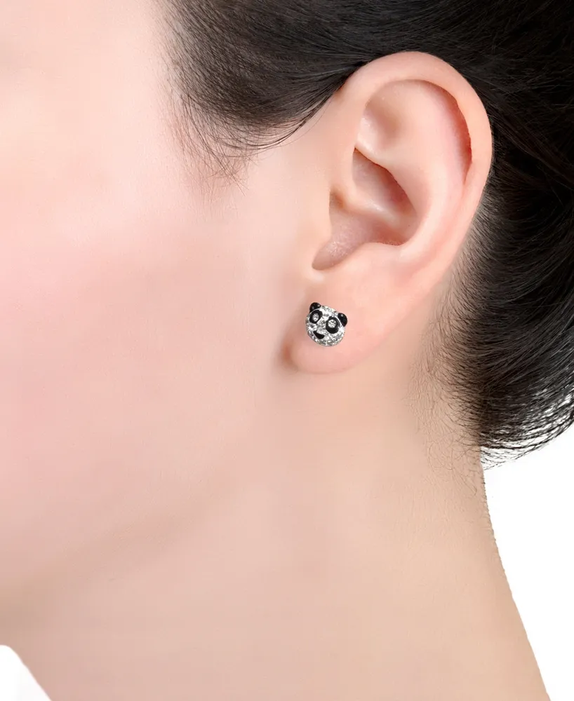 Giani Bernini Crystal Panda Stud Earrings in Sterling Silver, Created for Macy's
