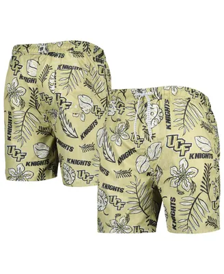 Men's Wes & Willy Khaki Ucf Knights Vintage-Inspired Floral Swim Trunks