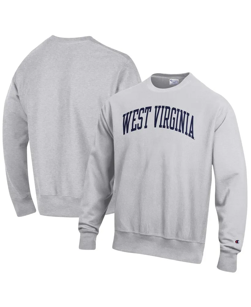 Men's Champion Heathered Gray West Virginia Mountaineers Arch Reverse Weave Pullover Sweatshirt