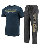 Men's Concepts Sport Heathered Charcoal, Navy Marquette Golden Eagles Meter T-shirt and Pants Sleep Set