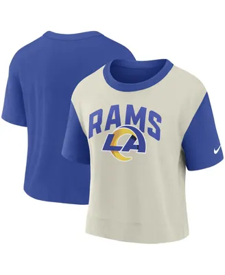 Women's Nike Royal, Bone Los Angeles Rams High Hip Fashion T-shirt