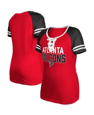 Women's New Era Red Atlanta Falcons Raglan Lace-Up T-shirt