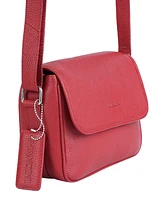 Mancini Pebbled Collection Kimberly Leather Flap Closure Handbag