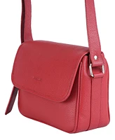 Mancini Pebbled Collection Kimberly Leather Flap Closure Handbag