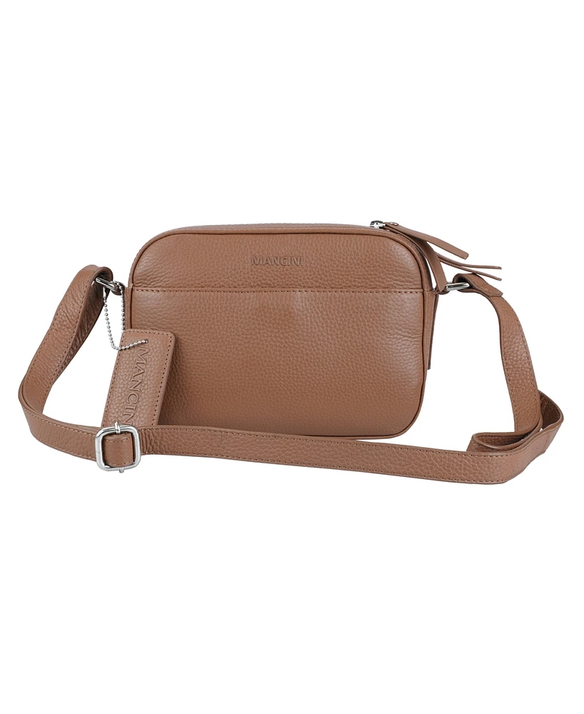 Mancini Pebbled Collection Clara Leather Small Crossbody Bag