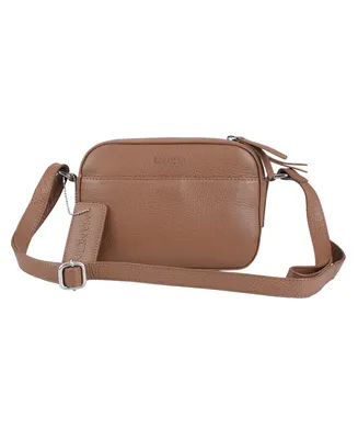 Mancini Pebbled Collection Clara Leather Small Crossbody Bag