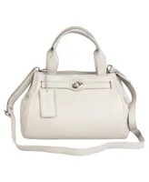 Mancini Pebbled Collection Genevieve Leather Top Zipper Handbag