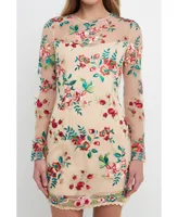 endless rose Women's Floral Embroidered Dress