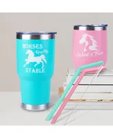 Women's Horse Gifts, Humorous Horse Lover Presents, Christmas and Birthday Gifts for Equestrians, Wild and Free Tumbler for Horse Enthusiasts