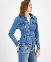 guess denim peplum jacket