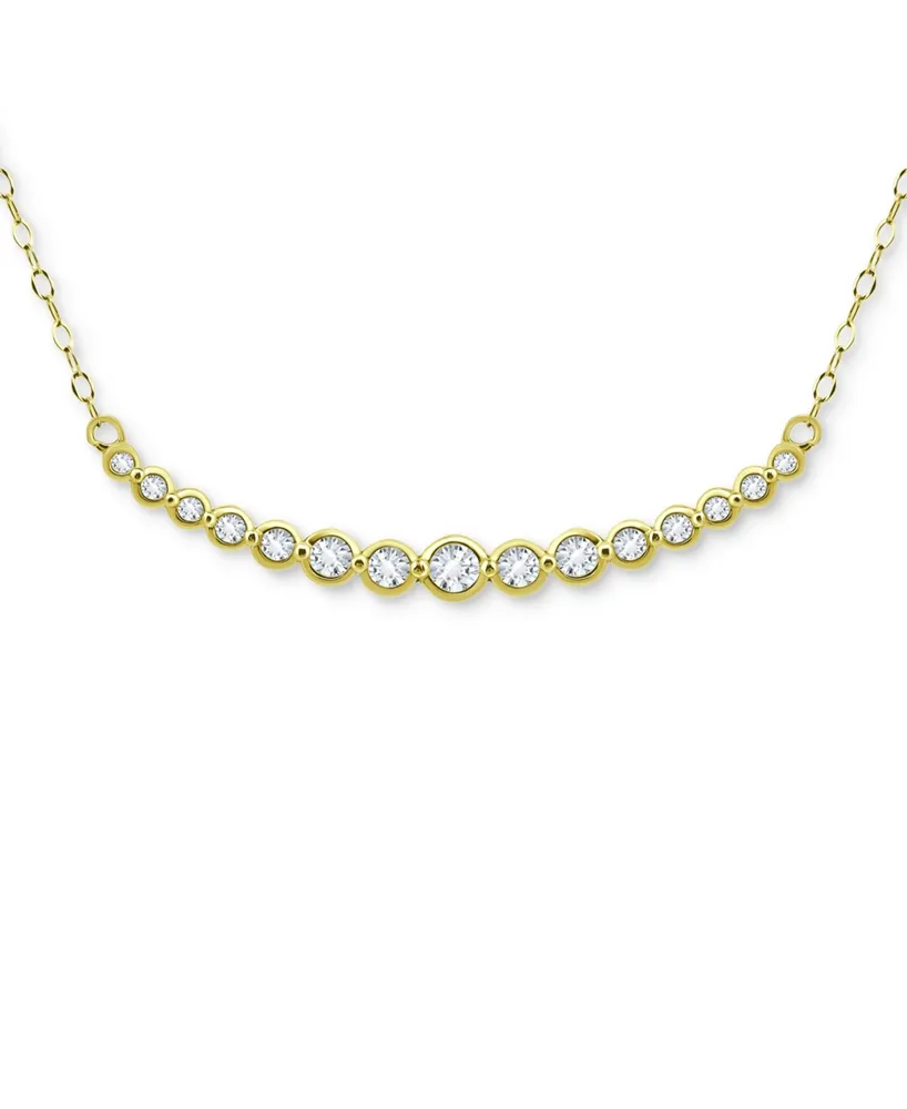 Giani Bernini Cubic Zirconia Bezel Curved Bar Collar Necklace, 16" + 2" extender, Created for Macy's