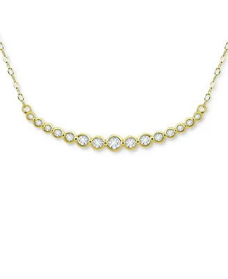 Giani Bernini Cubic Zirconia Bezel Curved Bar Collar Necklace, 16" + 2" extender, Created for Macy's