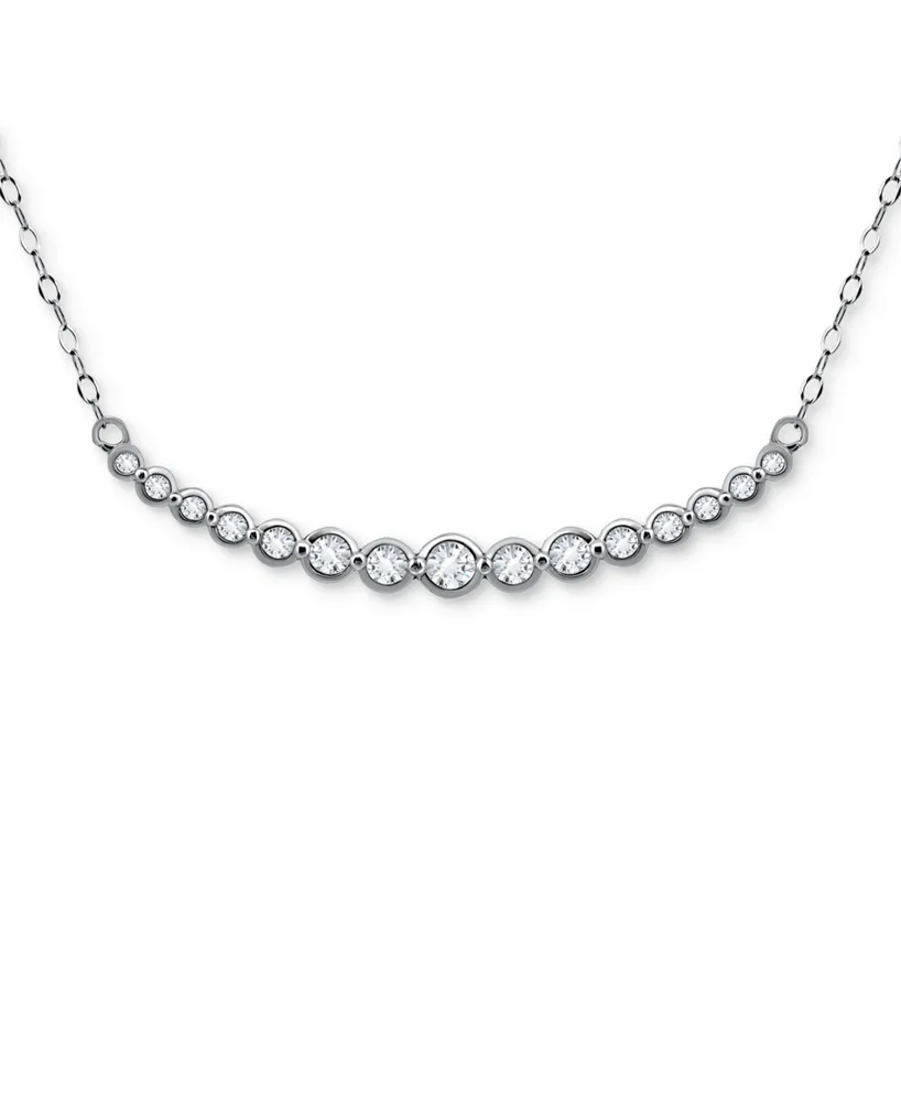 Giani Bernini Cubic Zirconia Bezel Curved Bar Collar Necklace, 16" + 2" extender, Created for Macy's