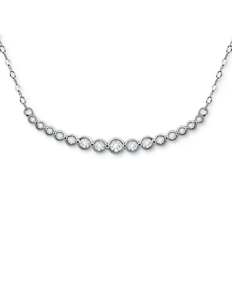 Giani Bernini Cubic Zirconia Bezel Curved Bar Collar Necklace, 16" + 2" extender, Created for Macy's