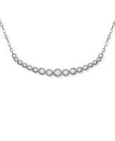 Giani Bernini Cubic Zirconia Bezel Curved Bar Collar Necklace, 16" + 2" extender, Created for Macy's