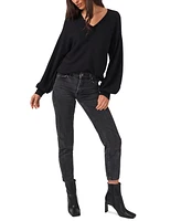 1.state Women's Rib-Knit Bubble Sleeve Long Sweater