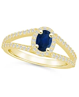 Macy's Sapphire (5/8 Ct. t.w.) and Diamond (1/2 Halo Ring