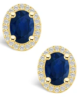 Macy's Sapphire (3 Ct. t.w.) and Diamond (3/8 Halo Stud Earrings