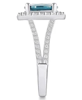 Macy's Aquamarine (2-1/2 ct. t.w.) and Diamond (3/ Halo Ring 14K Gold