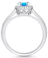 Macy's Blue Topaz (1 ct. t.w.) and Diamond (1/5 Halo Ring 14K Gold