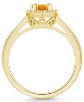 Macy's Citrine (7/8 ct. t.w.) and Diamond (1/5 Halo Ring 14K Yellow Gold